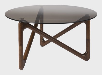 Dutchbone Ronde Salontafel 'Naia' Eikenhout en glas, 80cm, kleur Bruin