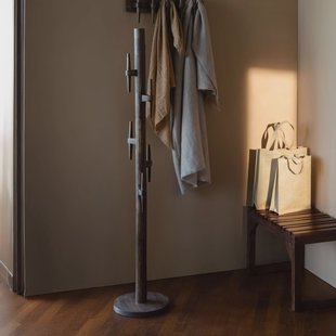 Dutchbone Staande Kapstok 'Jakub' Met 5 haken, Mangohout, kleur Bruin