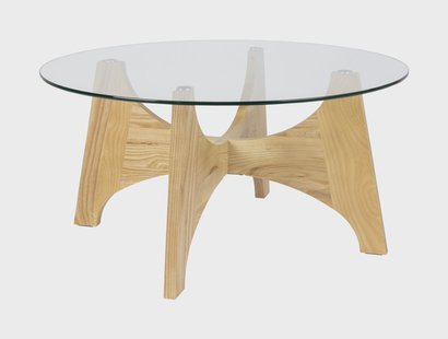 Zuiver Ronde Salontafel 'Kobe' Essenhout en glas, 80cm