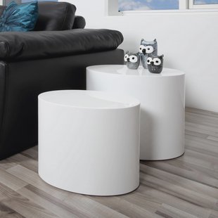 Bendt Ovale Salontafel 'Petrine' Set van 2 stuks, kleur Hoogglans wit