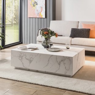 Artistiq Salontafel 'Marlenne' Marmerlook, 120 x 75cm, kleur Wit