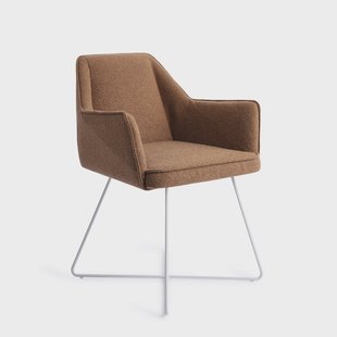 Jesper Home Eetkamerstoel 'Tome' Cross White, kleur Cinnamon Bun