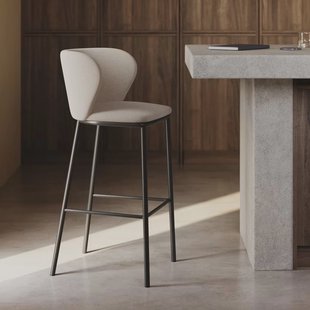 Kave Home Barstoel 'Ciselia' Chenille (zithoogte 65cm), kleur beige