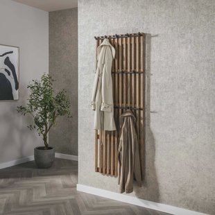 LifestyleFurn Kapstok 'Darah' Latjes Mangohout met 14 haken, 160 x 60cm