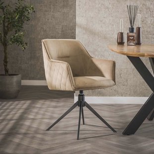 LifestyleFurn Draaibare Eetkamerstoel 'Lavonne' Velvet, kleur Champagne