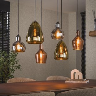 LifestyleFurn Hanglamp 'Missy' 6-lamps, Kleur Koper, Chroom en Goud