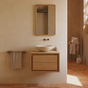 Kave Home Badkamermeubel 'Kenta' Teakhout, kleur Naturel, 60cm (excl. waskom)