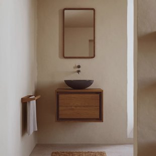 Kave Home Badkamermeubel 'Kenta' Teakhout, kleur Bruin, 60cm (excl. waskom)