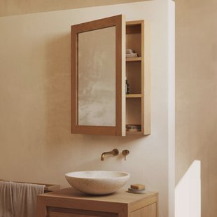 Kave Home Spiegelkast 'Kenta' Teakhout, 50 x 70 cm, kleur Naturel