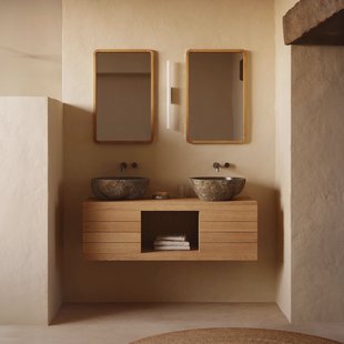 Kave Home Badkamermeubel 'Kenta' Teakhout, kleur Naturel (excl. waskom)