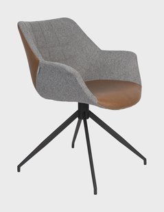 Zuiver Eetkamerstoel 'Doulton' Draaibaar Stof / PU, kleur Grijs / Bruin