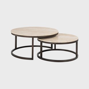 Richmond Ronde Salontafel 'Avalon' Travertin Set van 2 stuks, 85cm