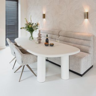 Richmond Organische Eettafel 'Bloomstone' 230 x 117cm, kleur Wit