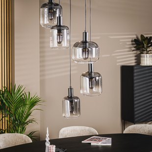 BASE Hanglamp 'Jesalyn' 5-lamps, kleur Smoke
