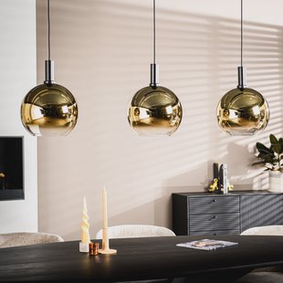 BASE Hanglamp 'Mirel' 3-lamps, kleur Goud