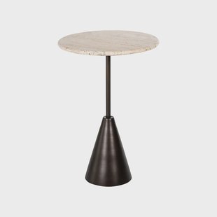 Richmond Ronde Bijzettafel 'Avalon' Travertin, 39cm, kleur Brons