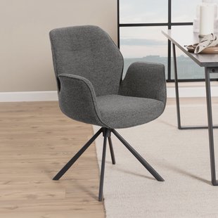 Bendt Draaibare Eetkamerstoel 'Chandler' Bouclé met armleuning, kleur Antraciet