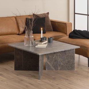 Bendt Vierkante Salontafel 'Shaunika' Marmer, 90 x 90cm, kleur marron bruin