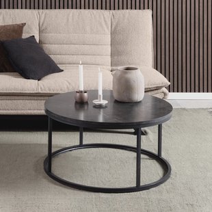 Bendt Ronde Salontafel 'Flemming' 80cm Marmerlook , kleur zwart