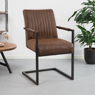 Eetkamerstoel 'Ferro' met armleuning, kleur donkerbruin