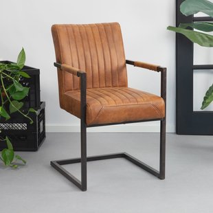 Eetkamerstoel 'Ferro' met armleuning, kleur lichtbruin