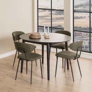 Bendt Uitschuifbare Ronde Eettafel 'Montreux' Eiken 115-154 x 115cm, kleur zwart