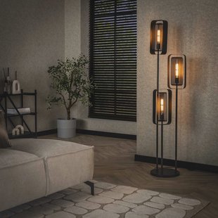 LifestyleFurn Vloerlamp 'Allyse' 3-lamps, kleur Artic Zwart