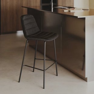 Kave Home Barkruk 'Zunilda' Chenille, kleur Zwart