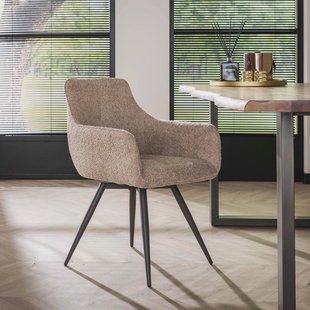 LifestyleFurn Draaibare Eetkamerstoel 'Evelia' Bouclé, kleur Zand