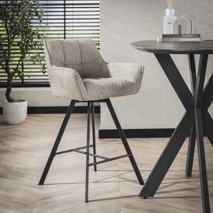 LifestyleFurn Draaibare Barstoel 'Thandie' Bouclé (zithoogte 69cm), kleur Zand