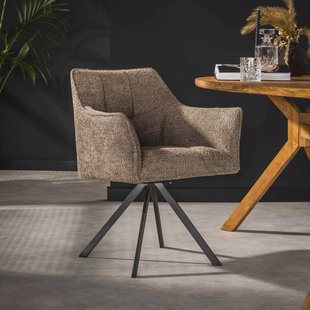 LifestyleFurn Eetkamerstoel 'Thandie' Bouclé, Draaibaar, kleur Boucle taupe