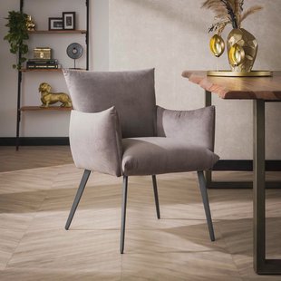 LifestyleFurn Eetkamerstoel 'Yahaira' Velvet, kleur Antraciet velours