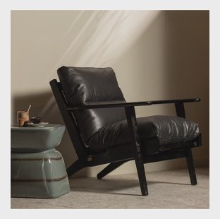 WOOOD Fauteuil 'Houston' Acaciahout, kleur Zwart