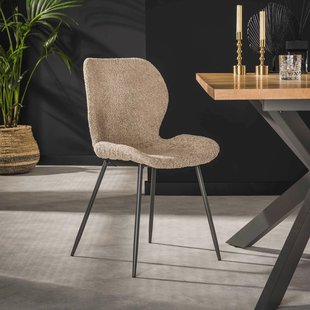LifestyleFurn Eetkamerstoel 'Gael' Bouclé, kleur zand