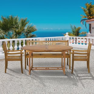 Artistiq Living Tuinset 'Larissa' 2 stoelen + 1 bank + 1 uitschuifbare tafel, Acaciahout