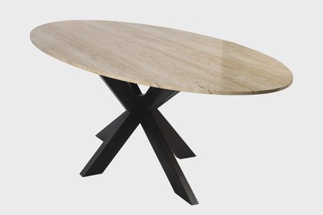 Richmond Ovale Eettafel 'Avalon' Travertin, 230 x 115cm