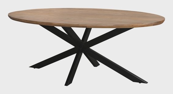 Livingfurn Ovale Eettafel 'Jesper' Mangohout, 210 x 110cm