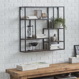 Artistiq Wandrek 'Cristan' Mangohout en metaal, 80 x 80cm