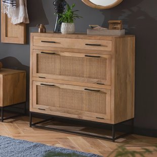 Artistiq Schoenenkast 'Denice' Mangohout en rotan, 91 x 85cm