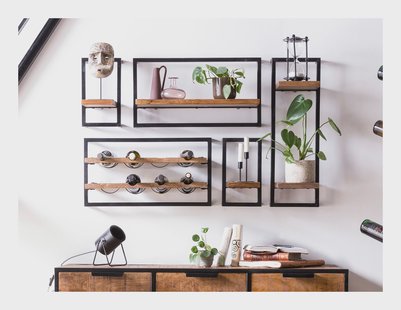 Artistiq Wijnrek 'Tava' Mangohout en metaal, voor 8 flessen