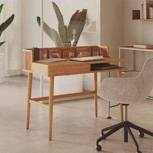 Kave Home Bureau 'Araxi' Hout en rotan, 105 x 62cm