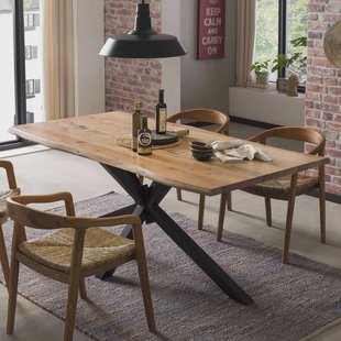 Artistiq Boomstam Eettafel 'Raynaldo' Acaciahout, 160 x 85cm, kleur Zwart