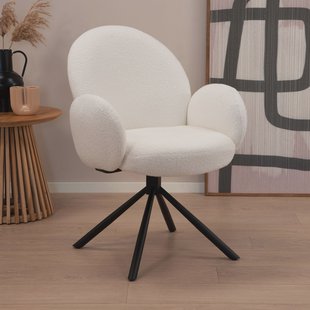 Tower Living Draaibare Eetkamerstoel 'Imola' Bouclé, kleur Wit