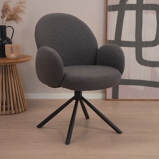 Tower Living Draaibare Eetkamerstoel 'Imola' Bouclé, kleur Antraciet