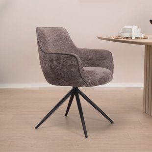 Tower Living Draaibare Eetkamerstoel 'Fondo' Chenille, kleur Antraciet