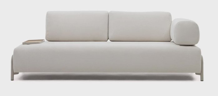 Kave Home 3-zits Bank 'Compo' Met blad links, Chenille, kleur Beige