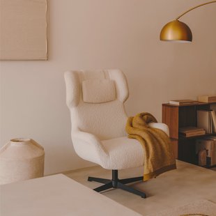 Kave Home Draaibare Fauteuil 'Zalina' Bouclé, kleur Wit