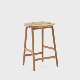 Kave Home Barkruk 'Enit' Eikenhout, kleur Naturel (zithoogte 65cm)