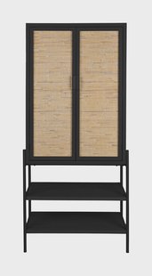 Dutchbone Opbergkast 'Yasu' Rattan, 160 x 70cm, kleur Zwart