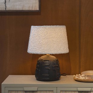 Dutchbone Tafellamp 'Renzo' Bouclé en terracotta, 42cm